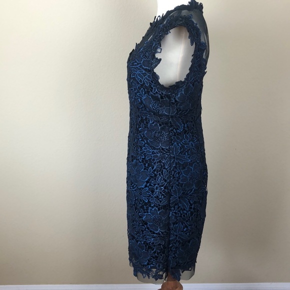 Cache Gorgeous Floral Blue Applique Sheath Dress - Picture 7 of 13